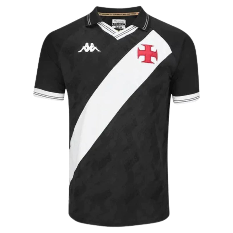 Camisa Vasco Da Gama I 25/26 Torcedor Kappa Masculina - Preta Com A Faixa Branca -
