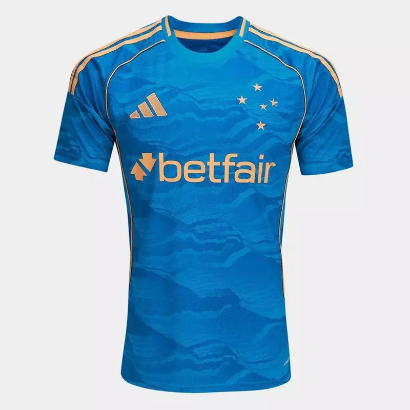 Camisa Cruzeiro IIi 25/26 Torcedor Adidas Masculina - Azul E Dourada